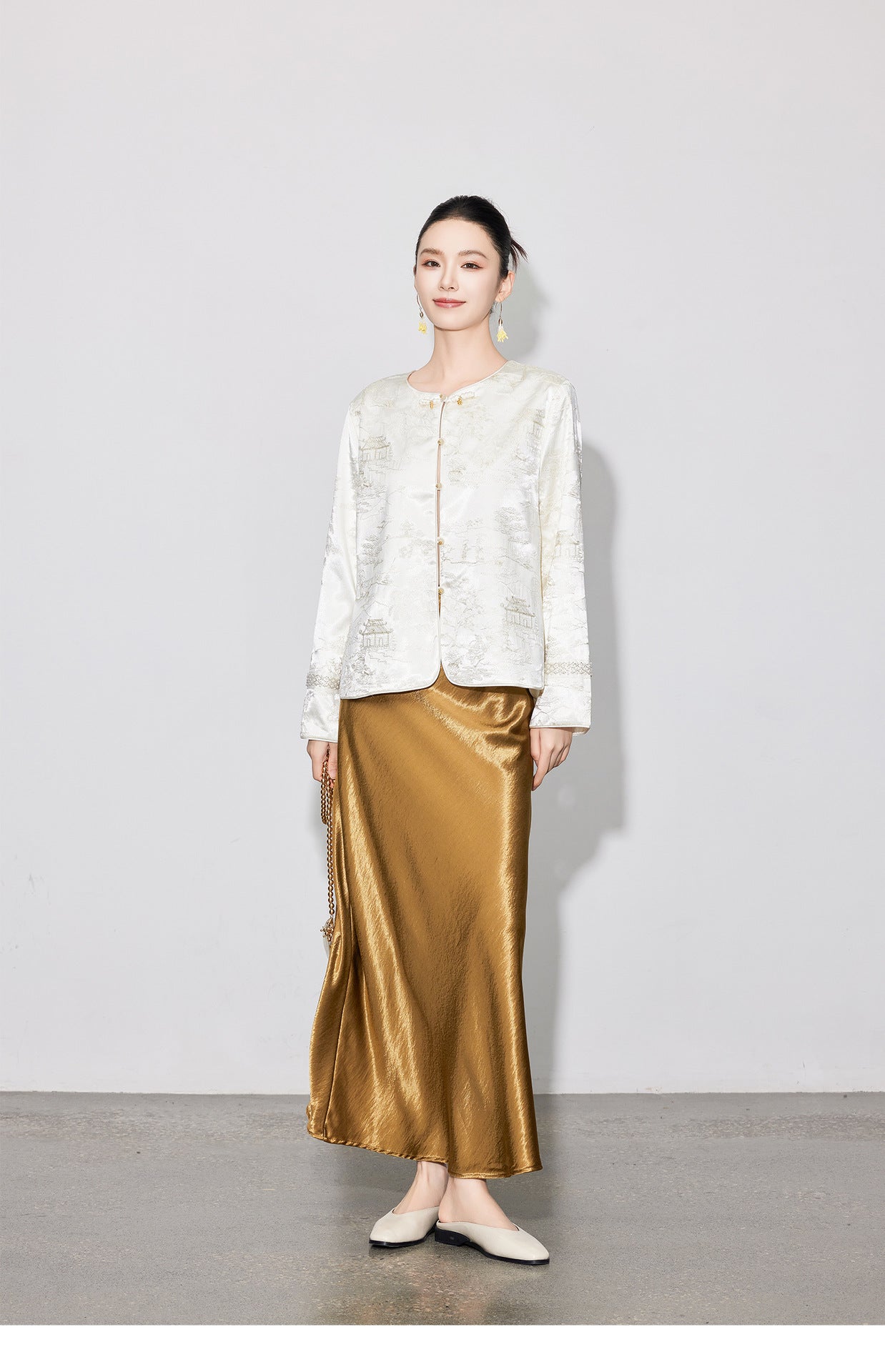 Elegant Satin Midi Mermaid Skirt, Slimming Design