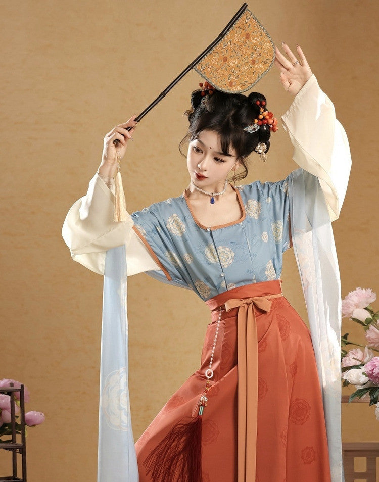Tang Dynasty Hanfu Set — Beizi Shirt & Eight-Panel Waist Skirt