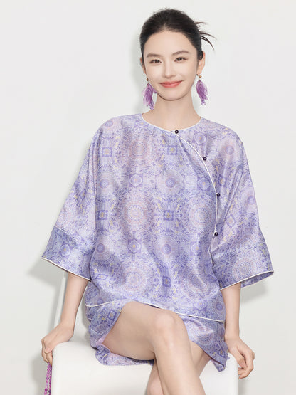 Chinese Style Asymmetrical Shirt & Shorts Set New Summer Casual Outfit