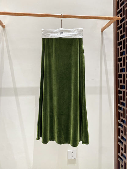 Autumn High-Waist Fishtail Velvet Skirt for Women