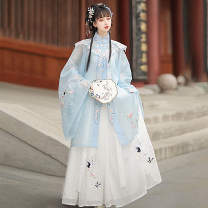 Elegant Hanfu Set — Princess Costume with Cloud Shoulders & Stand Collar