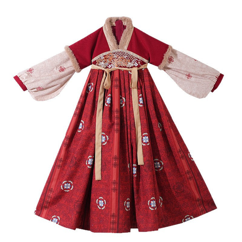 Children’s Winter Hanfu Dress | Elegant Thickened Tang Suit Cheongsam for New Year