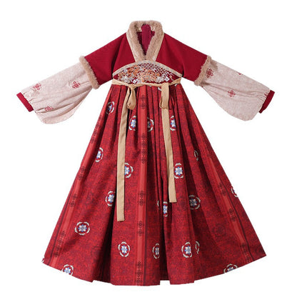 Children’s Winter Hanfu Dress | Elegant Thickened Tang Suit Cheongsam for New Year