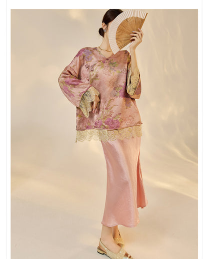 2025 New Chinese Style Light Luxury Jacket | Elegant Printed Rayon Women's Top