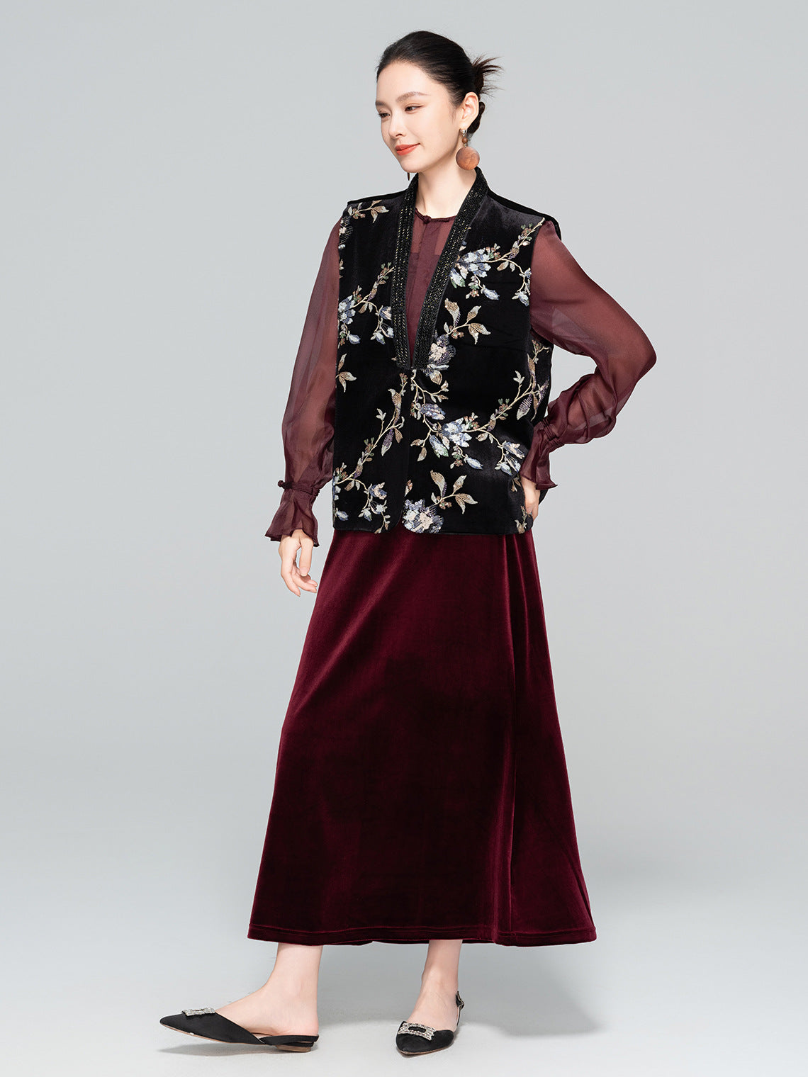 Sophisticated Heavy Embroidery Sequin Vest