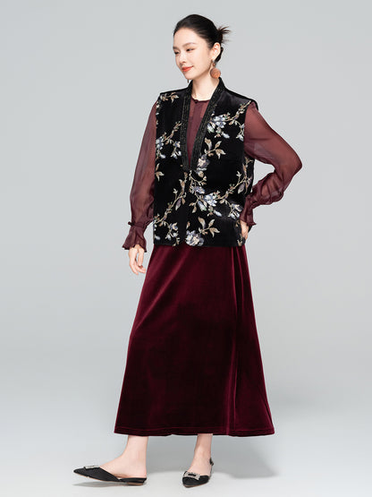 Sophisticated Heavy Embroidery Sequin Vest