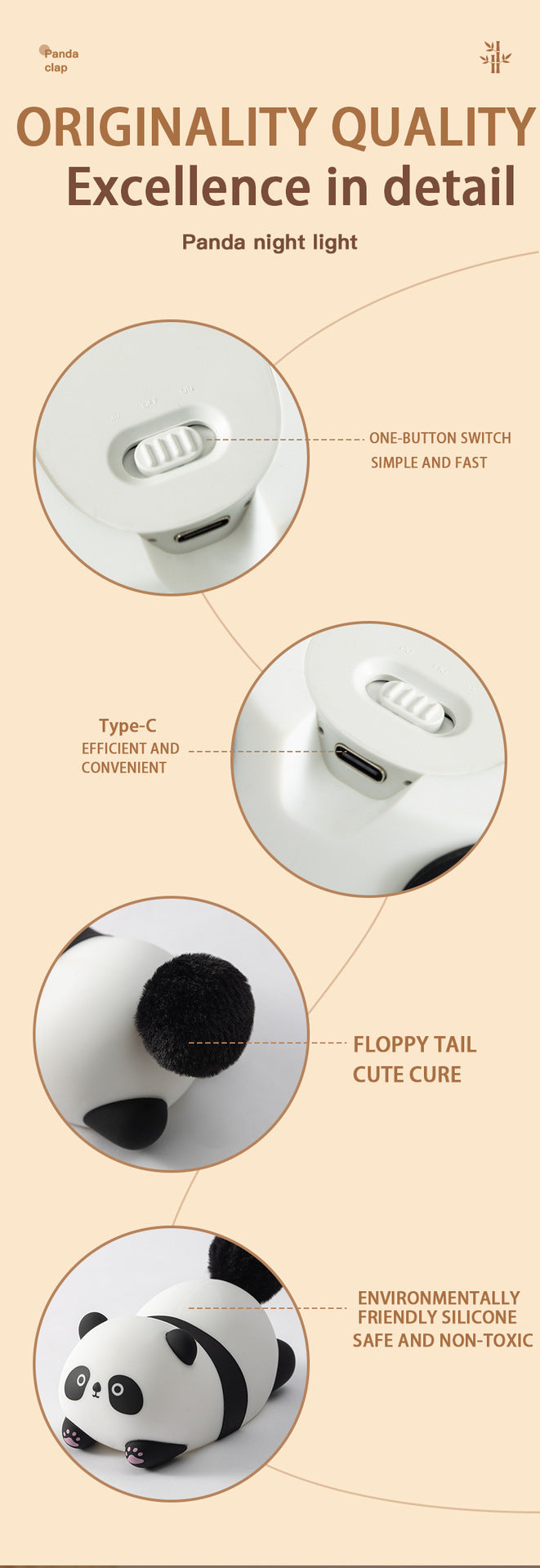 Furry Fun Panda Lamp USB Night Light Cute Bedside Gift Lamp