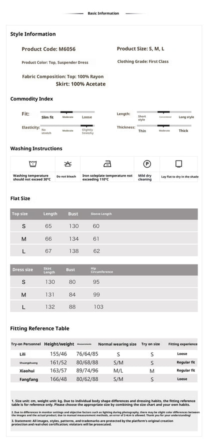 Summer New Chinese Printed Rayon Shirt & Strap Dress Set