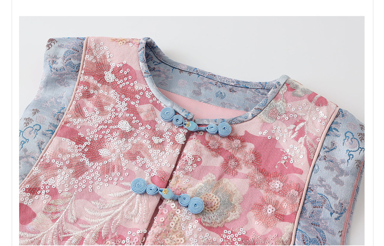 Jacquard Sequin Tank Top – Elegant National Style Women's Wear