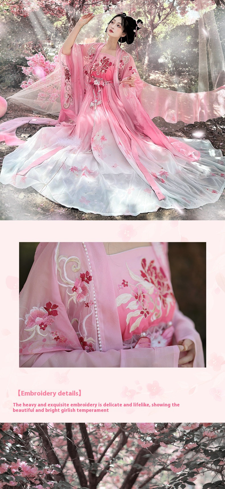 Oriental Ancient Hanfu Costume — Heavy Embroidery Summer Outfit