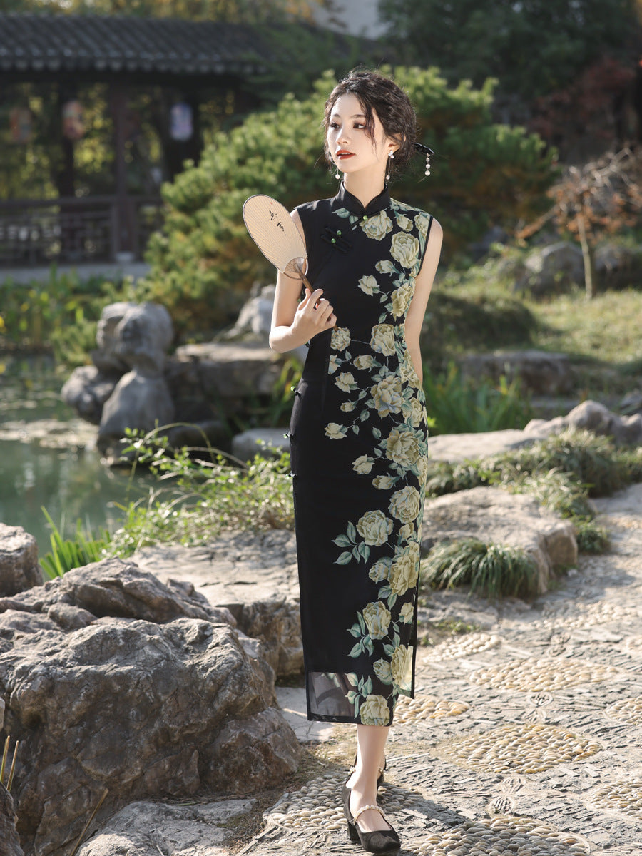 Elegant Sleeveless Cheongsam – Youth Retro High-End Dress