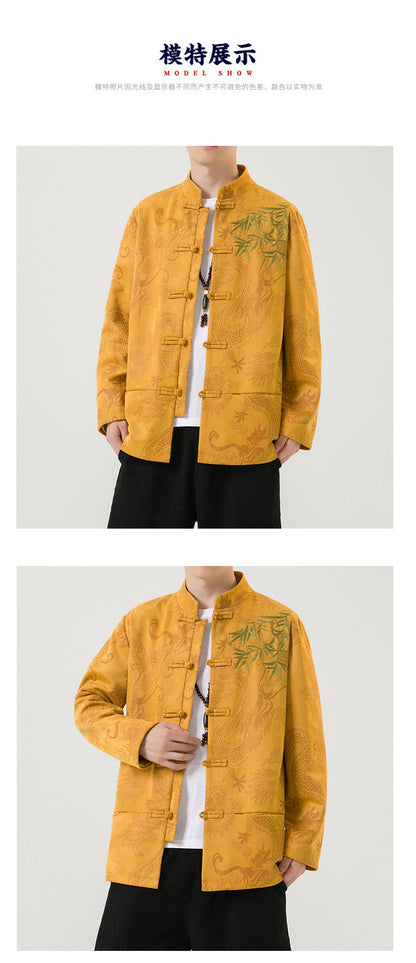 Mens Chinese Tang Suit Retro Hanfu Loose Plus Size Velvet Coat