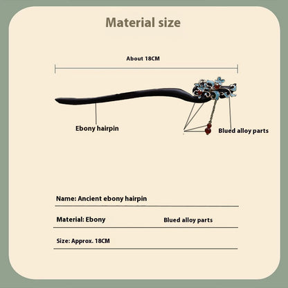 New Chinese Style Burnt Blue Sandalwood Hairpin Retro Handmade Hanfu Accessory