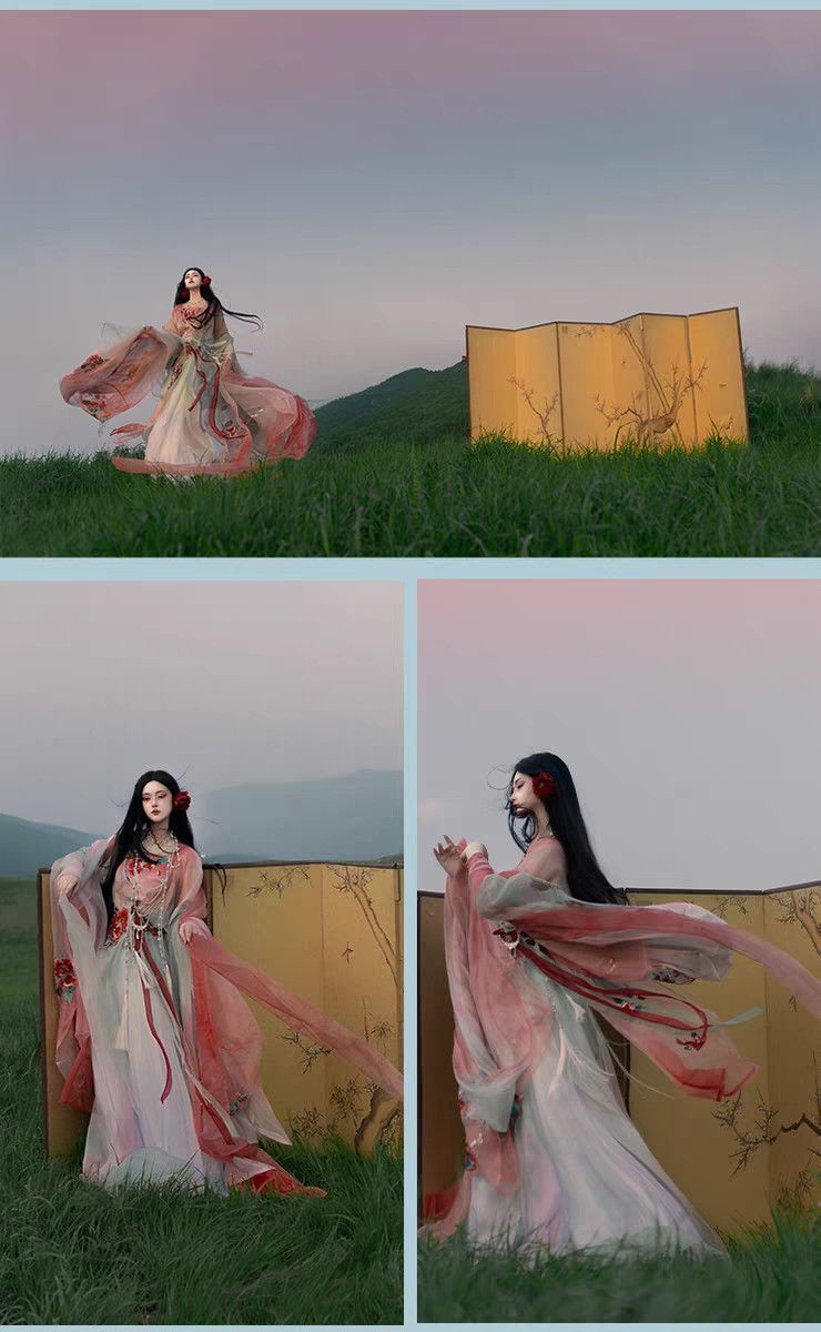 Original Hanfu Set Women's Heavy Embroidery Rose Manor Fairy Style