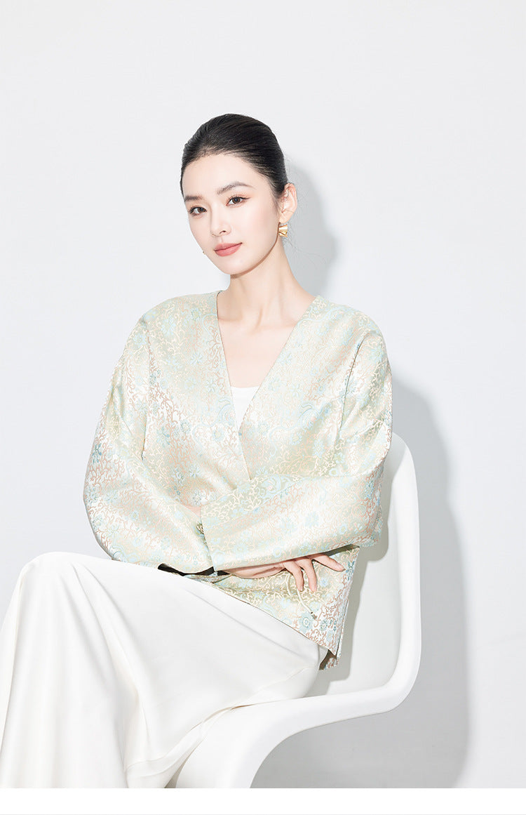 Stylish Autumn Jacquard Collar Blouse for Women