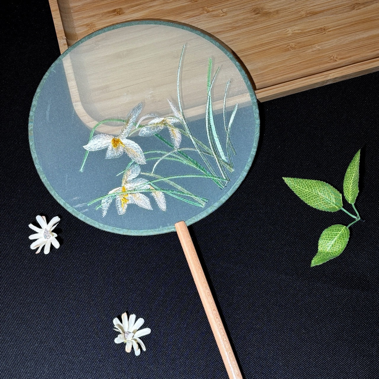 Handmade Chinese Round Fan — Summer Hanfu Cheongsam Embroidered Fan