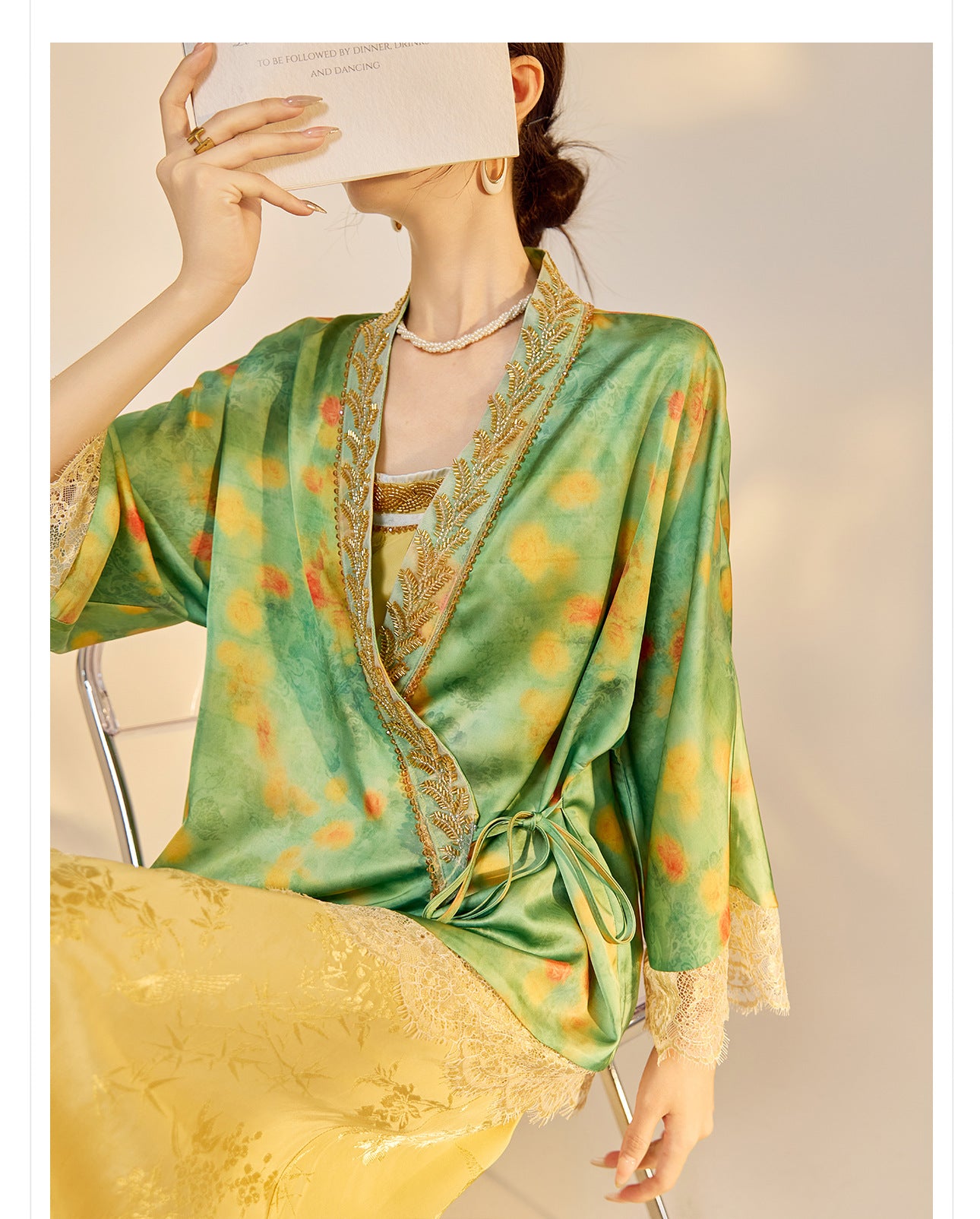 Elegant New Chinese Embroidered Jacquard Cardigan & Strap Dress Set