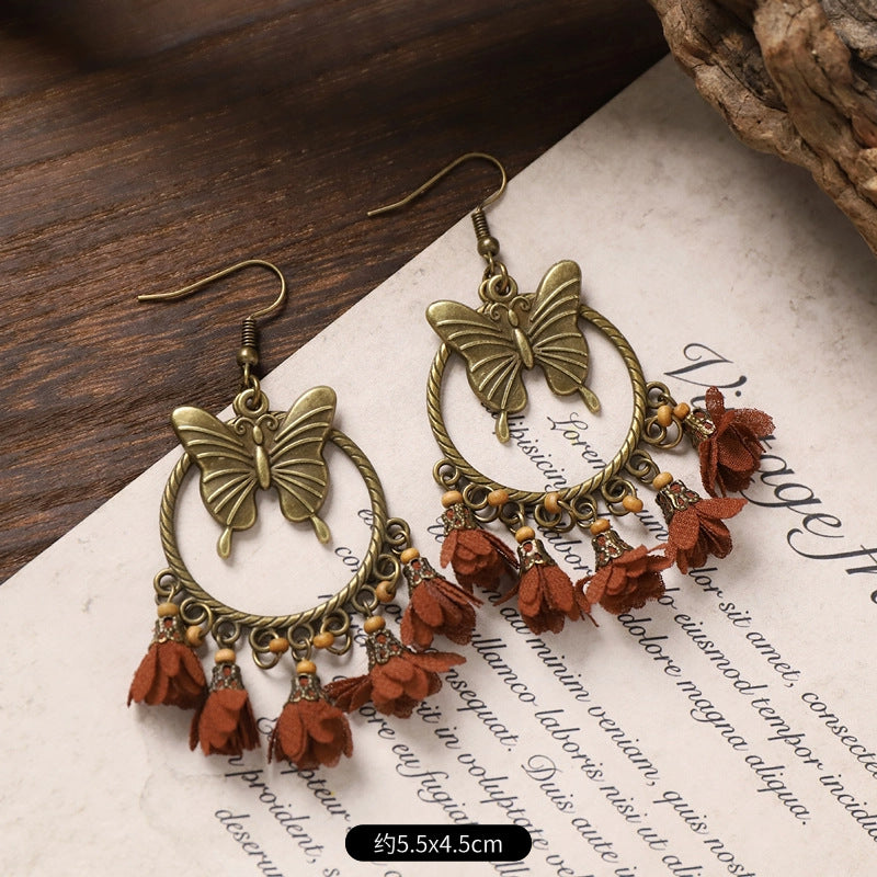 Vintage Boho Tassel Earrings — Niche Chinese Ethnic Long Drop Earrings