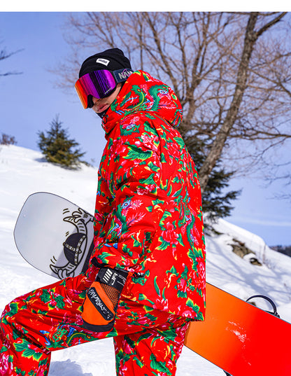 Northeast Large Floral Cotton Jacket Fleece Lined Warm Winter Coat