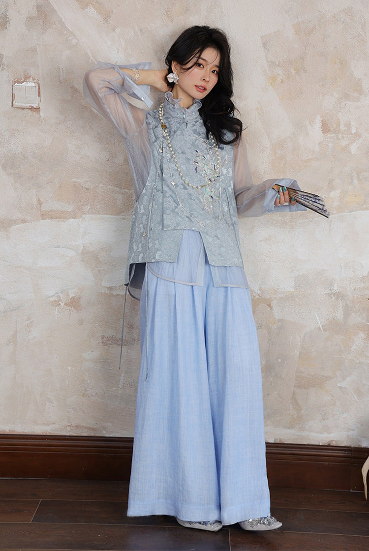 High-Waist Slimming Ramie Wide-Leg Pants for Women