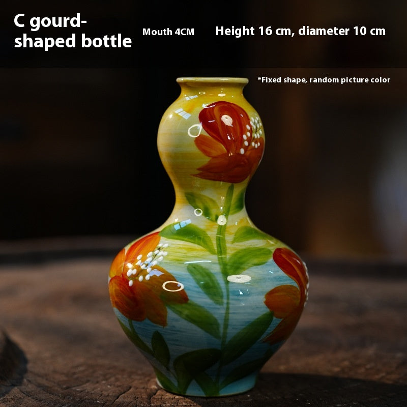 Jingdezhen Handmade Ceramic Vase — Oil Painting Style Small Home Decor