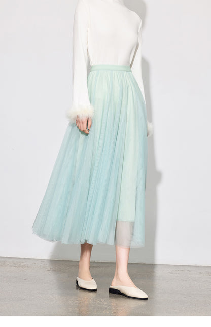 Chic Layered Tulle Skirt — High Waist Fairy Midi A-Line Skirt