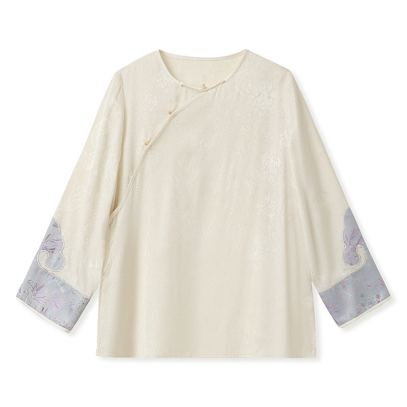 2025 New Chinese Style Elegant Jacquard Shirt | High-End Embroidered Button Top