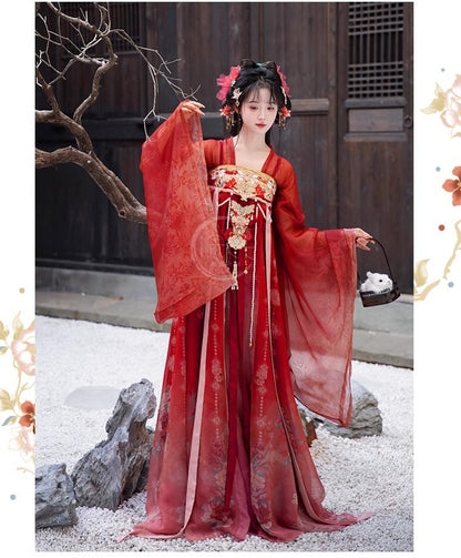 Women's Tang Dynasty Hanfu Winter Embroidered Shirt & Cloak Set