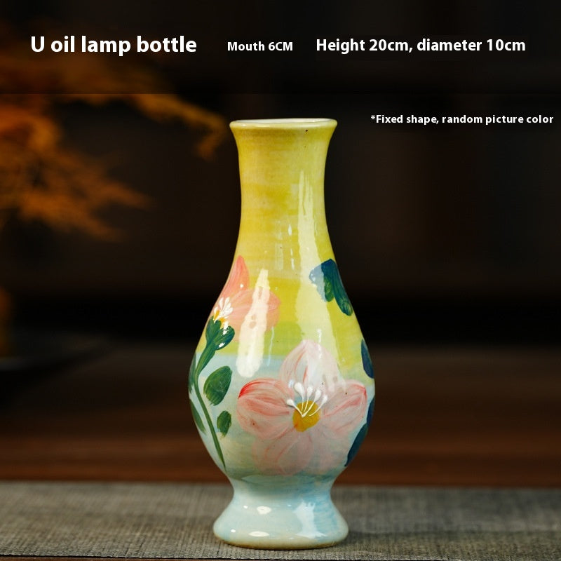 Jingdezhen Handmade Ceramic Vase — Oil Painting Style Small Home Decor