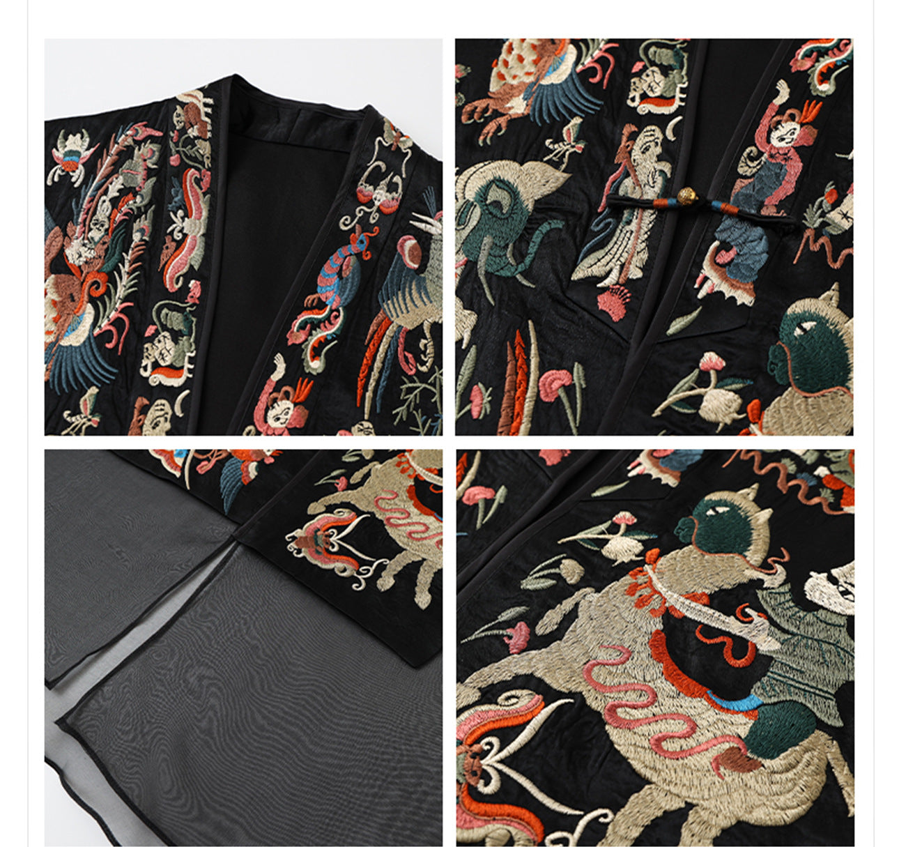 2026 New Chinese Style Silk Embroidered Mesh Patchwork Vintage Vest