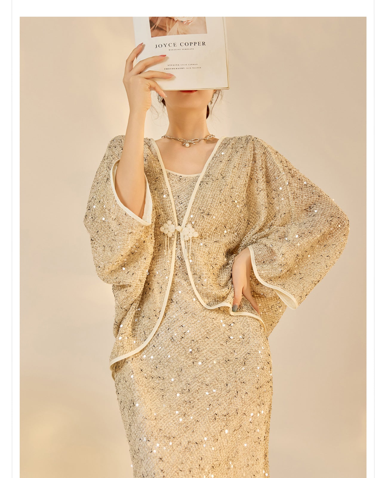 Autumn New Chinese Sequin Embroidered High-End Coat Dress Set