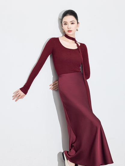 Chic High-End Acetate Midi Mermaid Skirt