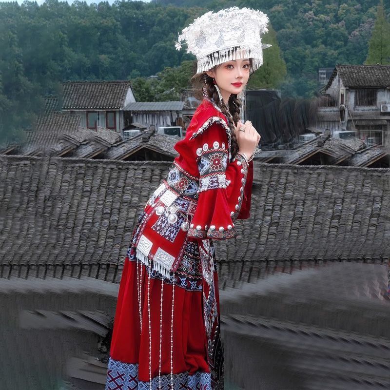 Traditional Ethnic Performance Outfit — Miao Village Inspired Set