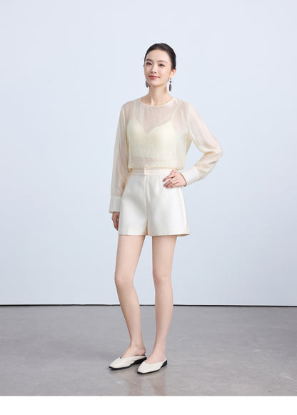 Elegant Round Neck Women's Blouse