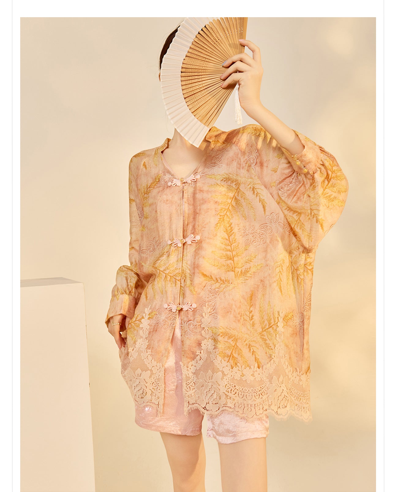 Autumn Chinese Style Lace Patchwork Shirt | Slim Embroidered V-Collar Top