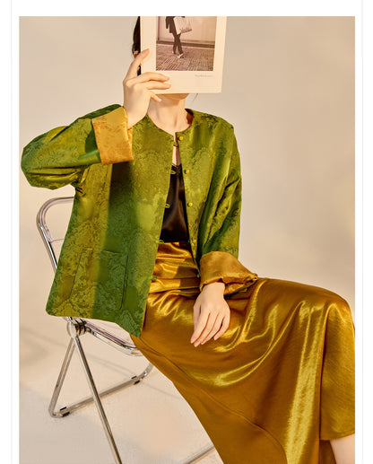 New Chinese Style Reversible Jacquard Elegant Top