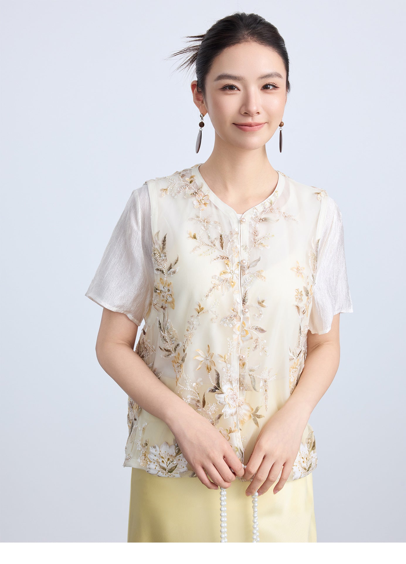 High-End Thin Organza National Style Tank Top