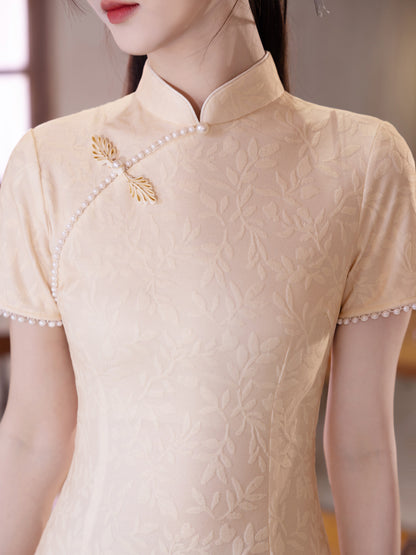 Yellow Cheongsam 2025 – Summer Petite Elegant Daily Dress