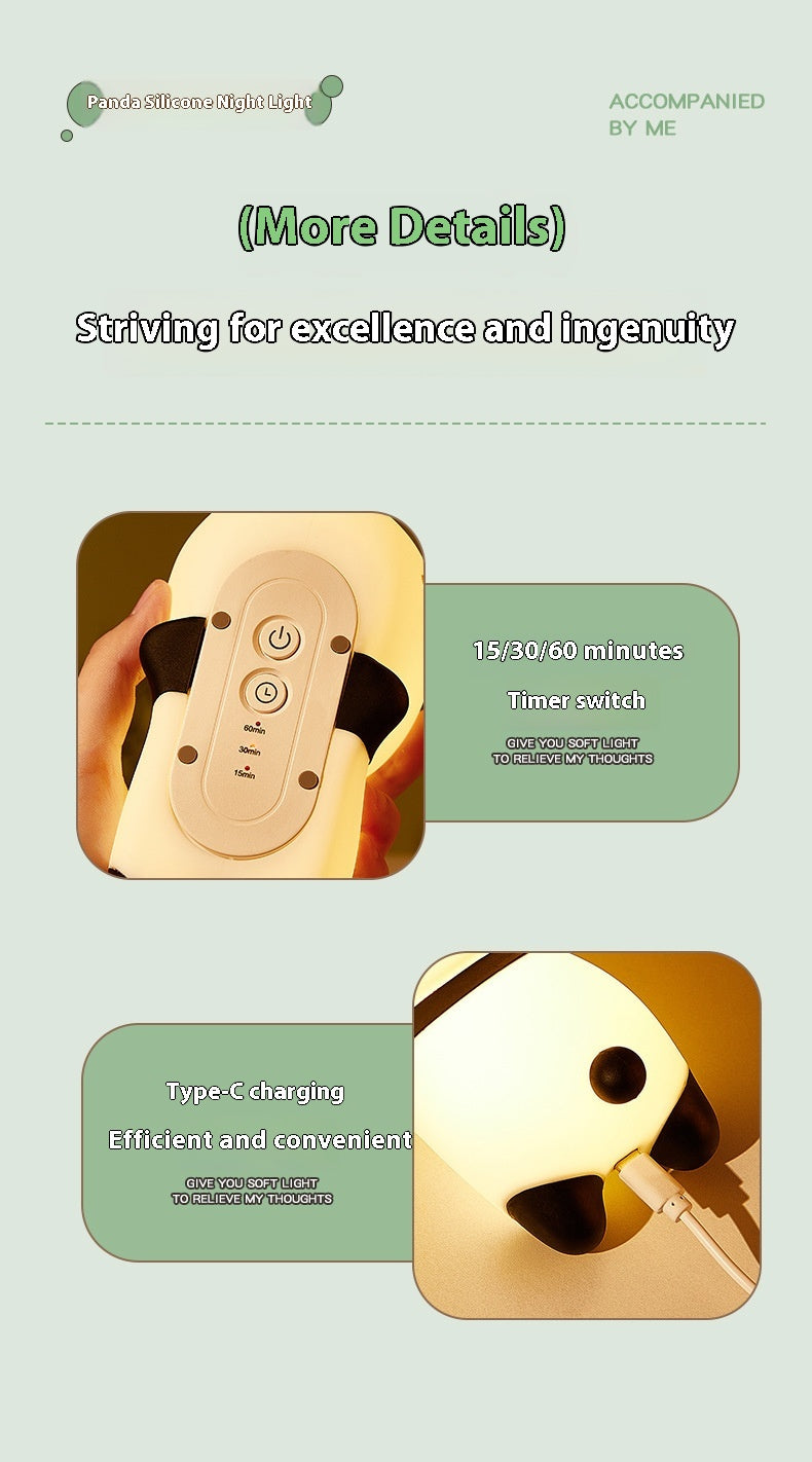 Panda Silicone Night Lamp USB Rechargeable Adjustable Bedside Lamp