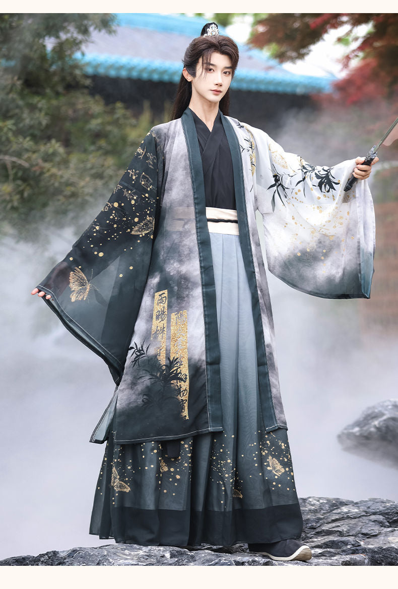 Unisex Jin Dynasty Hanfu Cross Collar Top Daily Wear Ancient Style