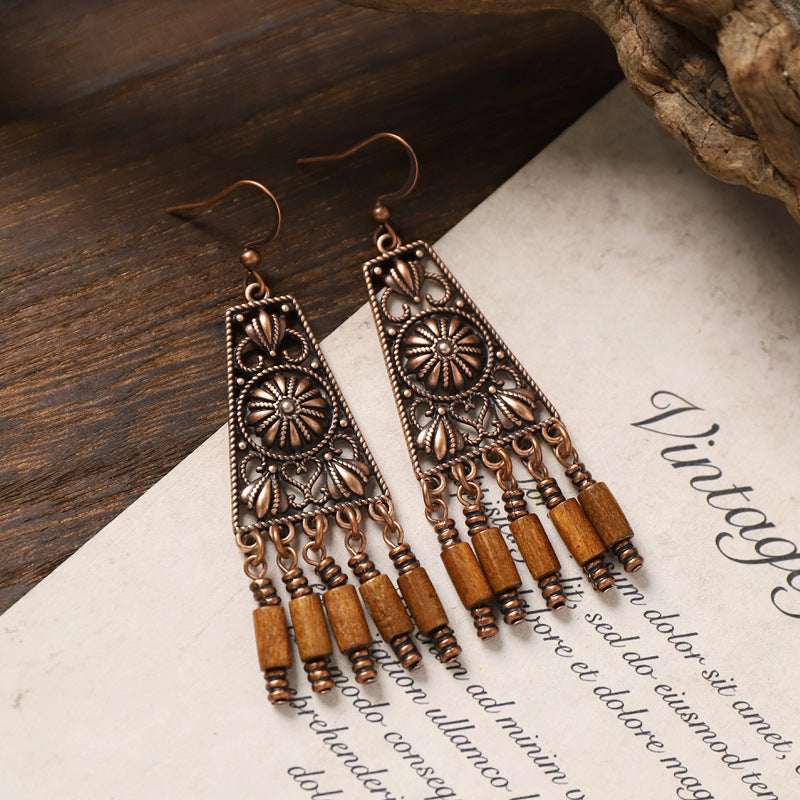 Vintage Boho Tassel Earrings — Niche Chinese Ethnic Long Drop Earrings