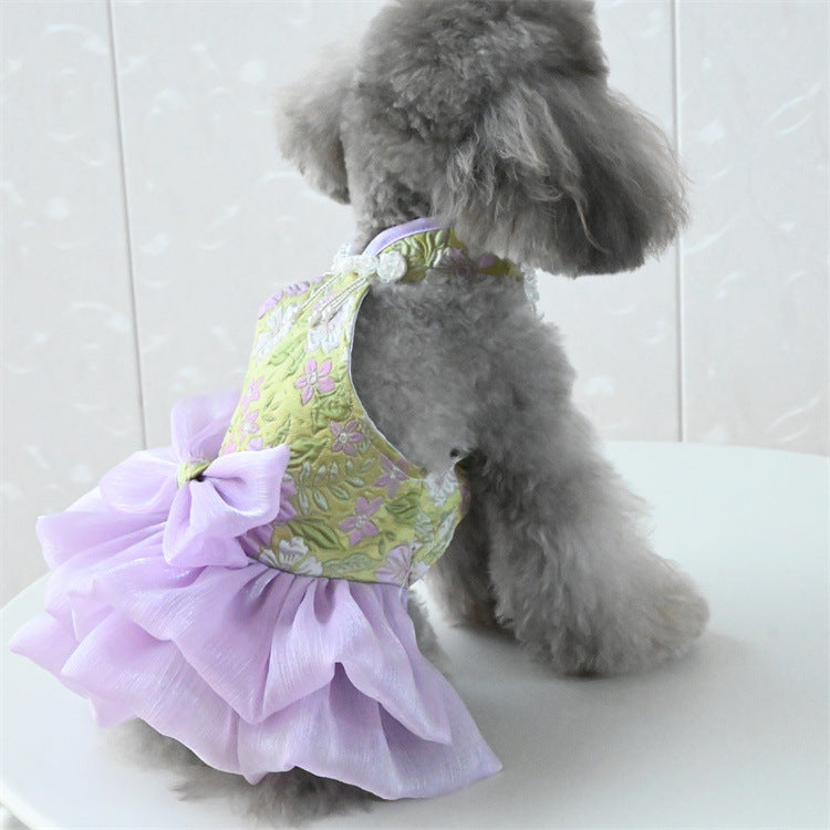 Chinese Style Pet Cheongsam Princess Style Tang Suit Dog Cat Dress Teddy Bichon Clothes