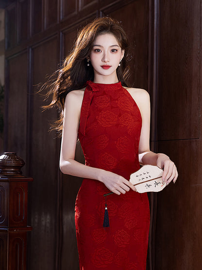 Elegant Red Cheongsam – Summer Youth Daily & Party Dress