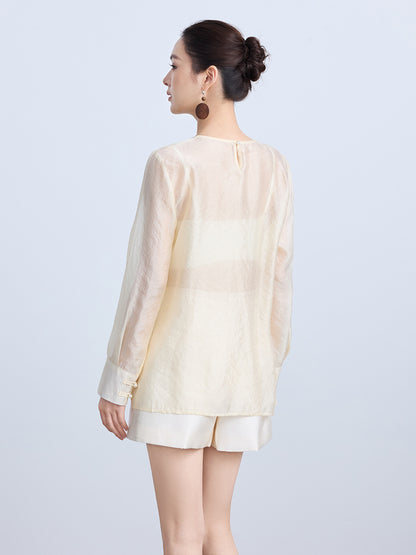 Elegant Round Neck Women's Blouse