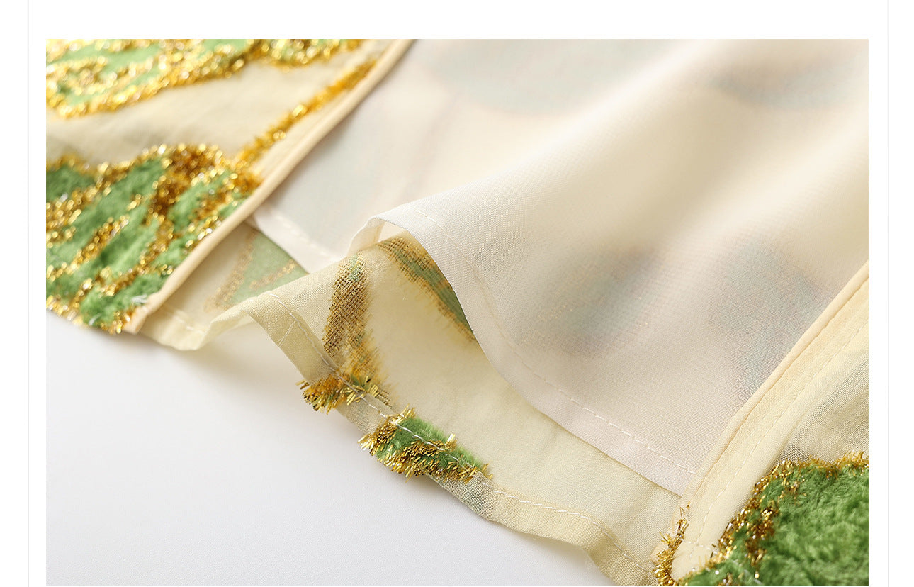 Velvet Burnout Jacket & Printed Cardigan Dress Set for Autumn