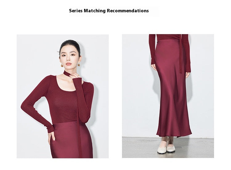 Chic High-End Acetate Midi Mermaid Skirt