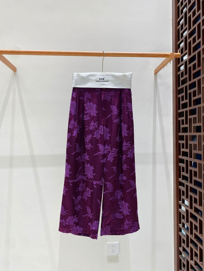 High-End Elegant Jacquard Slimming Loose Pants for Women