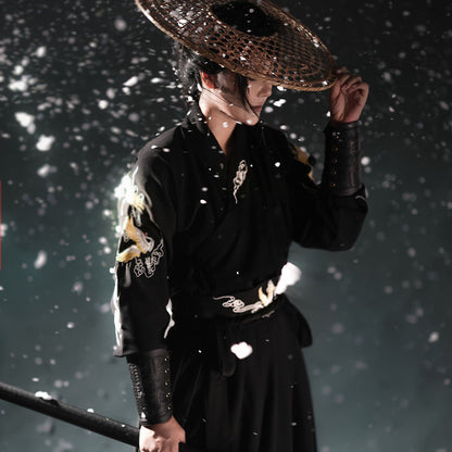 Men's Black Hanfu Wei Jin Swordsman Style Ancient Chinese Outfit
