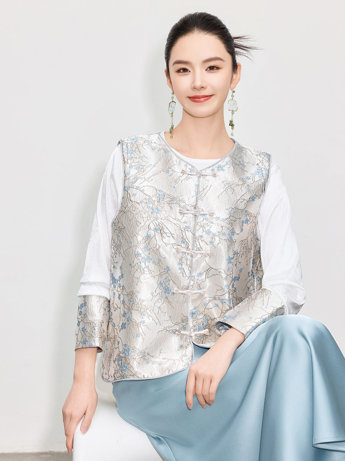 High-End Chinese Fashion Jacquard Vest Top