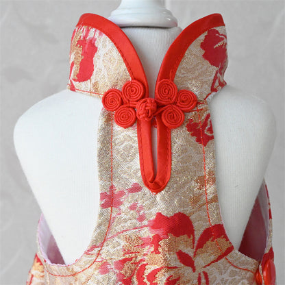 Chinese Style Pet Cheongsam Princess Style Tang Suit Dog Cat Dress Teddy Bichon Clothes